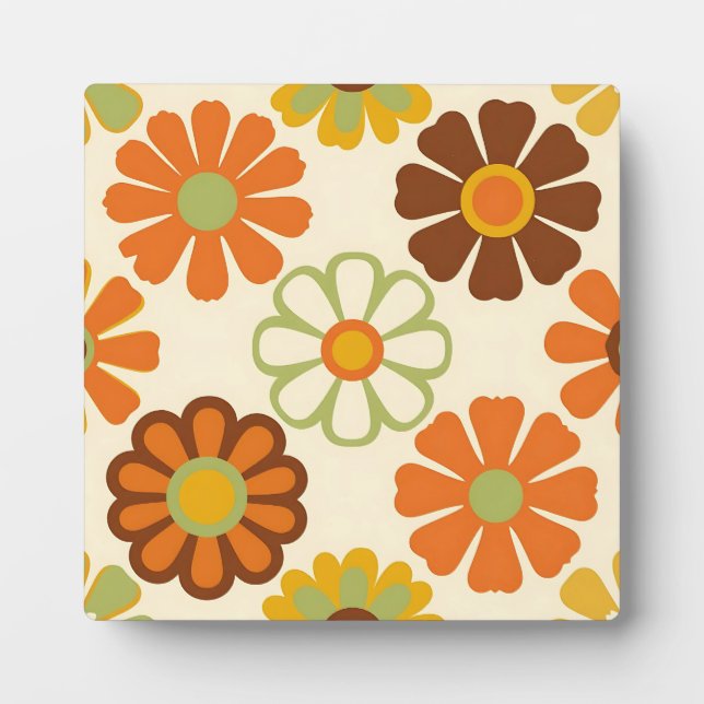 Retro-Gänseblümchen-Blumenmuster Fotoplatte (Vorderseite)