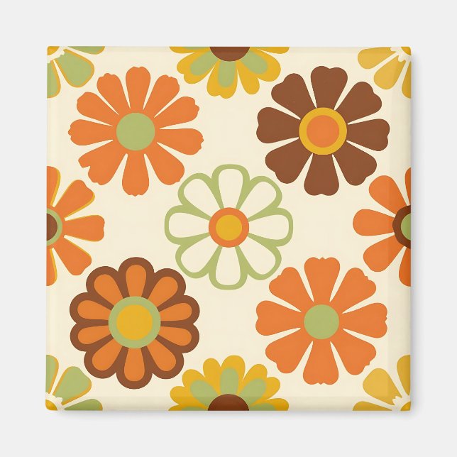 Retro-Gänseblümchen-Blumenmuster Magnet (Vorne)