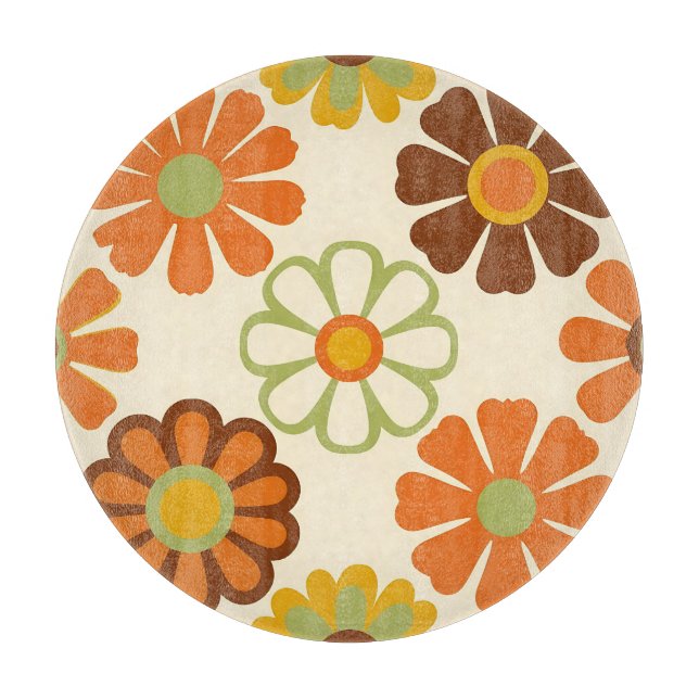 Retro-Gänseblümchen-Blumenmuster Schneidebrett (Vorderseite)