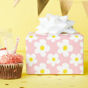 Retro-Gänseblümchen-Blumenmuster und Pfirsich Geschenkpapier