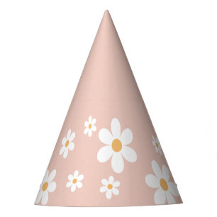 Retro-Gänseblümchen-Boho-rosa-Partyhut Partyhütchen