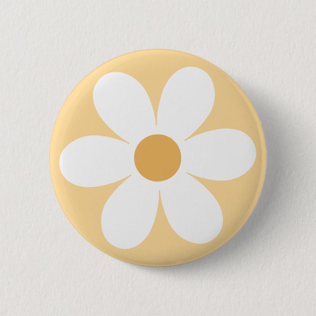 Retro-Gänseblümchen gelb Boho Button (Vorderseite)