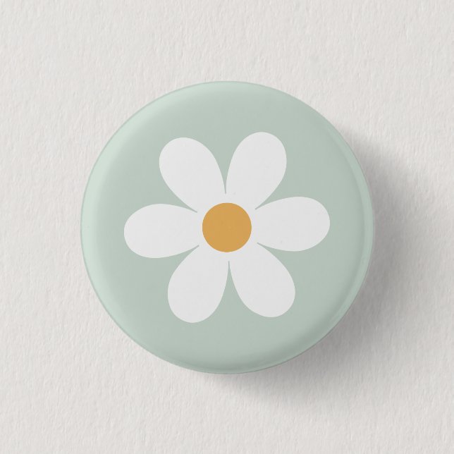 Retro-Gänseblümchen grün Boho Button (Vorderseite)