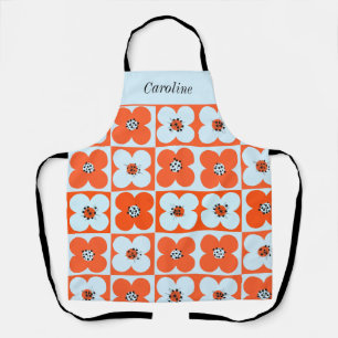 Retro-Gänseblümchen-Orange-Boho-Muster individuell Schürze