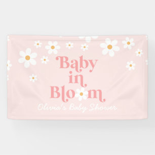 Retro-Gänseblümchen-Rosa-Baby-in-Blüte-Babyparty-B Banner