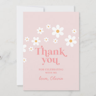 Retro-Gänseblümchen-Rosa Boho-Dankeschön-Geschenk Einladung