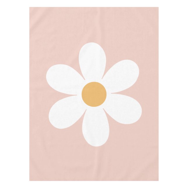 Retro Gänseblümchen rosa Boho Tischdecke (Vorderseite)