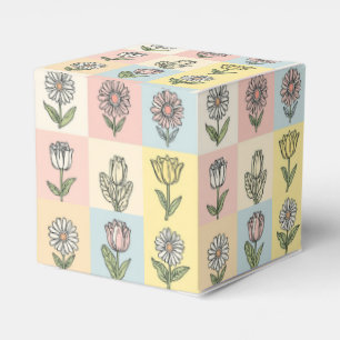 Retro Gänseblümchen Rot Pink Aqua Blau Floral Gebu Geschenkschachtel