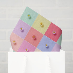 Retro Gänseblümchen Rot Pink Aqua Blau Floral Gebu Seidenpapier