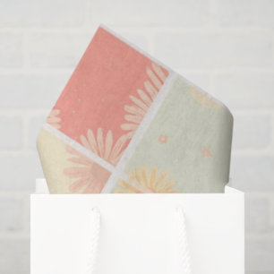 Retro Gänseblümchen Rot Pink Aqua Blau Floral Gebu Seidenpapier