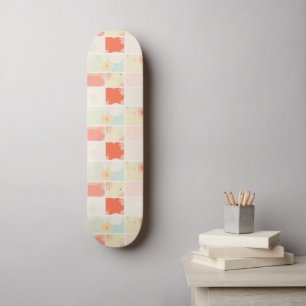 Retro Gänseblümchen Rot Pink Aqua Blau Floral Gebu Skateboard