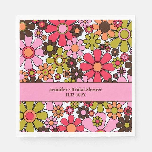 Retro Garden Blume 60er 70er Blumenästhetik Serviette (Vorderseite)