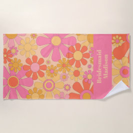 Retro Garden Blume 60er 70er Floral Bridesmaid Strandtuch