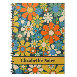 Retro Garden Blume 60er 70er Floral Muster Notizblock