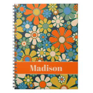 Retro Garden Blume 60er 70er Floral Personalisiert Notizblock