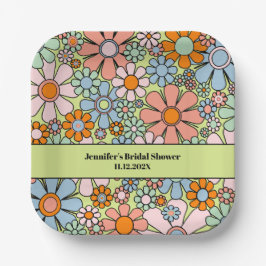 Retro Garden Blume 60er 70er Groovy Blumenmuster Pappteller