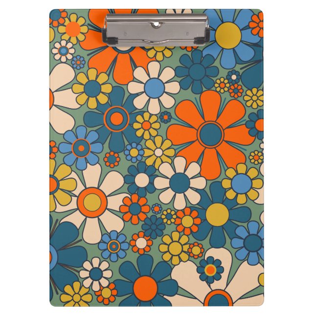 Retro Garden Blume Blumenmuster Klemmbrett (Vorderseite)