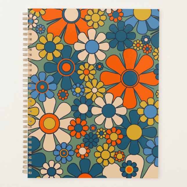 Retro Garden Blume Blumenmuster Planer (Vorderseite)