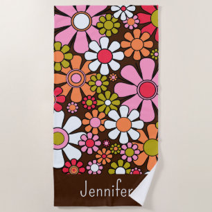 Retro Garden Blume Groovy 60er 70er Floral Pattern Strandtuch