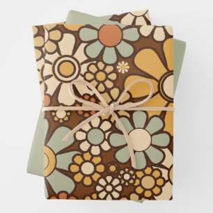Retro Garden Chunky Blume 60er 70er Floral Pattern Geschenkpapier Set
