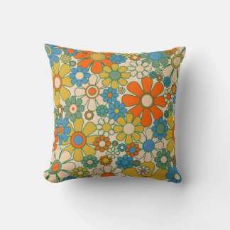 Retro Garden Floral 60er 70er Pattern Kissen