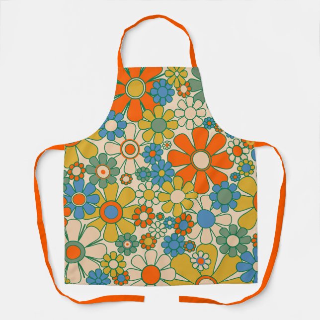 Retro Garden floral fröhlicher 60er 70er Pattern Schürze (Vorderseite)