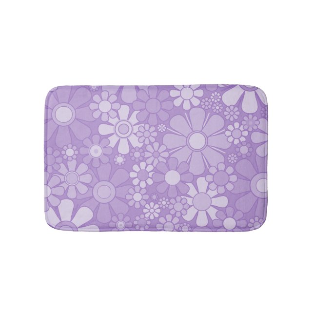 Retro Garden Fröhlicher Blumenmuster Lavendel Badematte (Vorderseite)
