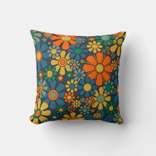 Retro Garden Groovy Floral 60er 70er Pattern Kissen
