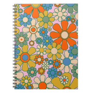 Retro Garden Groovy Floral 60er 70er Pattern Notizblock