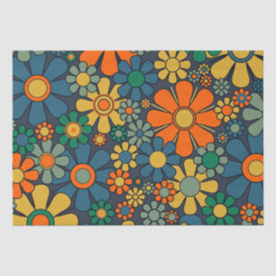 Retro Garden Groovy Floral 60er 70er Pattern Seidenpapier