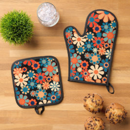 Retro Garden Groovy Ofenhandschuh & Topflappen-Set
