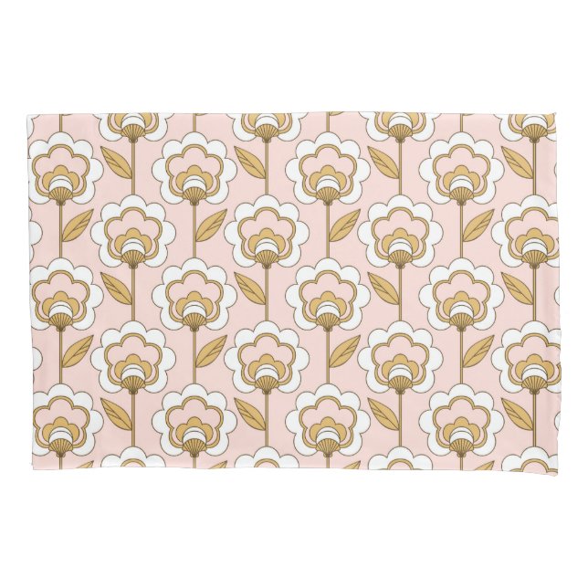 Retro Garden Pink Floral Muster Kissenbezug (Vorderseite)
