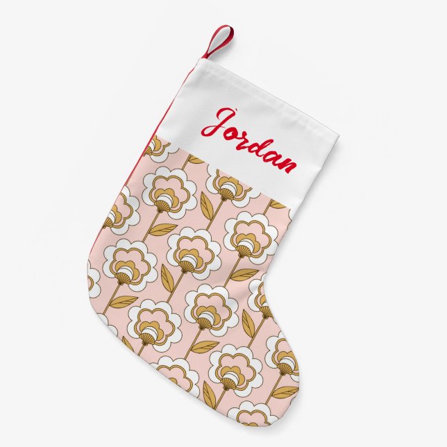 Retro Garden Pink Floral Muster Kleiner Weihnachtsstrumpf (Vorderansicht (hängend))