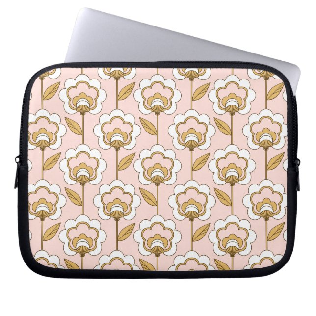 Retro Garden Pink Floral Muster Laptopschutzhülle (Vorderseite)