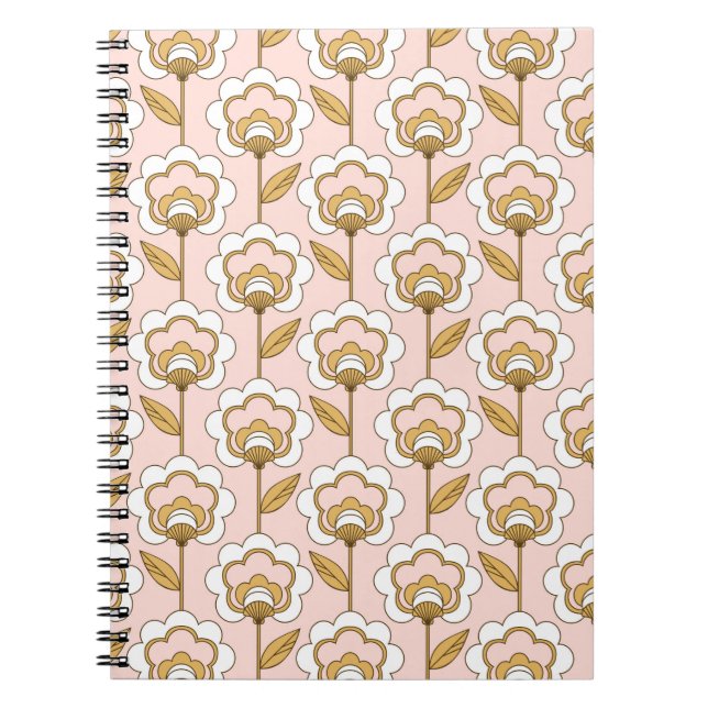 Retro Garden Pink Floral Muster Notizblock (Vorderseite)