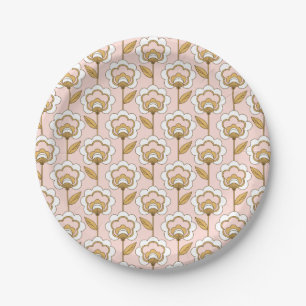 Retro Garden Pink Floral Muster Pappteller
