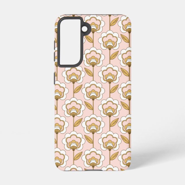 Retro Garden Pink Floral Muster Samsung Galaxy Hülle (Rückseite)