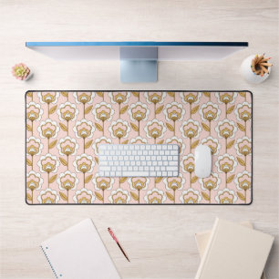 Retro Garden Pink Floral Muster Schreibtischunterlage