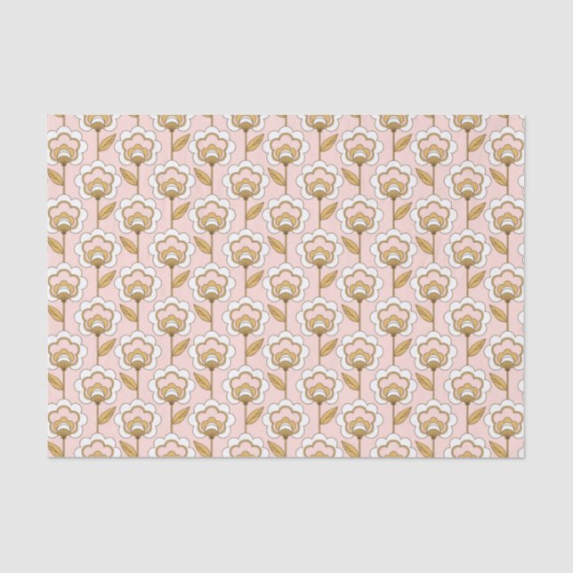 Retro Garden Pink Floral Muster Seidenpapier (Vorderseite)