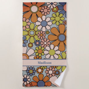 Retro Garden Vintag 60er 70er Ästhetische Blume Strandtuch