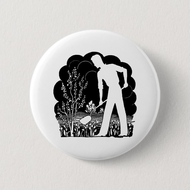 Retro Gardener Silhouette Button (Vorderseite)