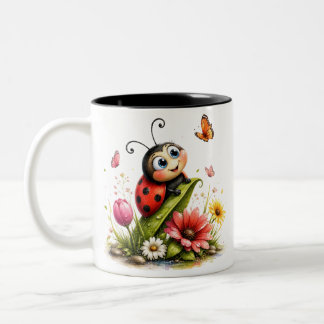 Retro-Garten-Marienkäfer-Tasse Bunter Keramik-Bech Zweifarbige Tasse