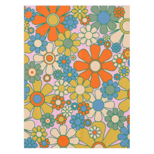 Retro-Gartenblumen 60er 70er Floralmuster Tischdecke