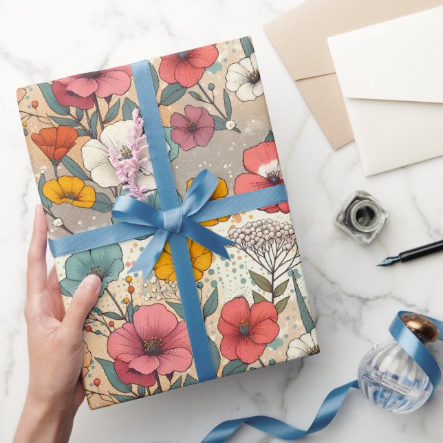 Retro-Gartenblüte Geschenkpapier (Schenken)