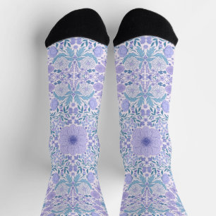 Retro-Gartenenblumen in Blau und Violett Socken