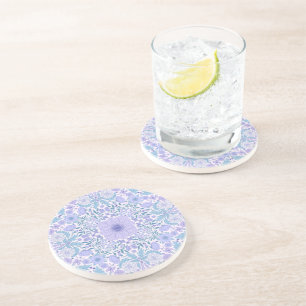 Retro Gartenfloralen in Blau und Violett Getränkeuntersetzer