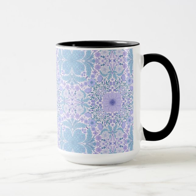Retro Gartenfloralen in Blau und Violett Tasse (Rechts)