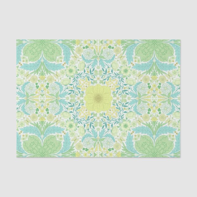 Retro-Gartenflorchen in grün und gelb Seidenpapier (Vorderseite)