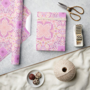 Retro-Gartenflorchen in Rosa Geschenkpapier