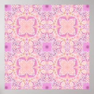 Retro-Gartenflorchen in Rosa Poster